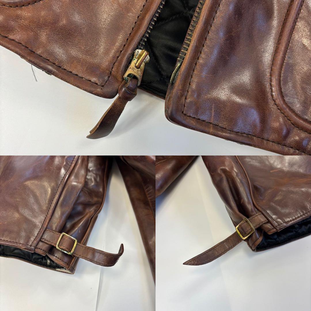 エアロレザー 希少 裏ボア ホースハイド レザージャケット 38 ブラウン 茶色