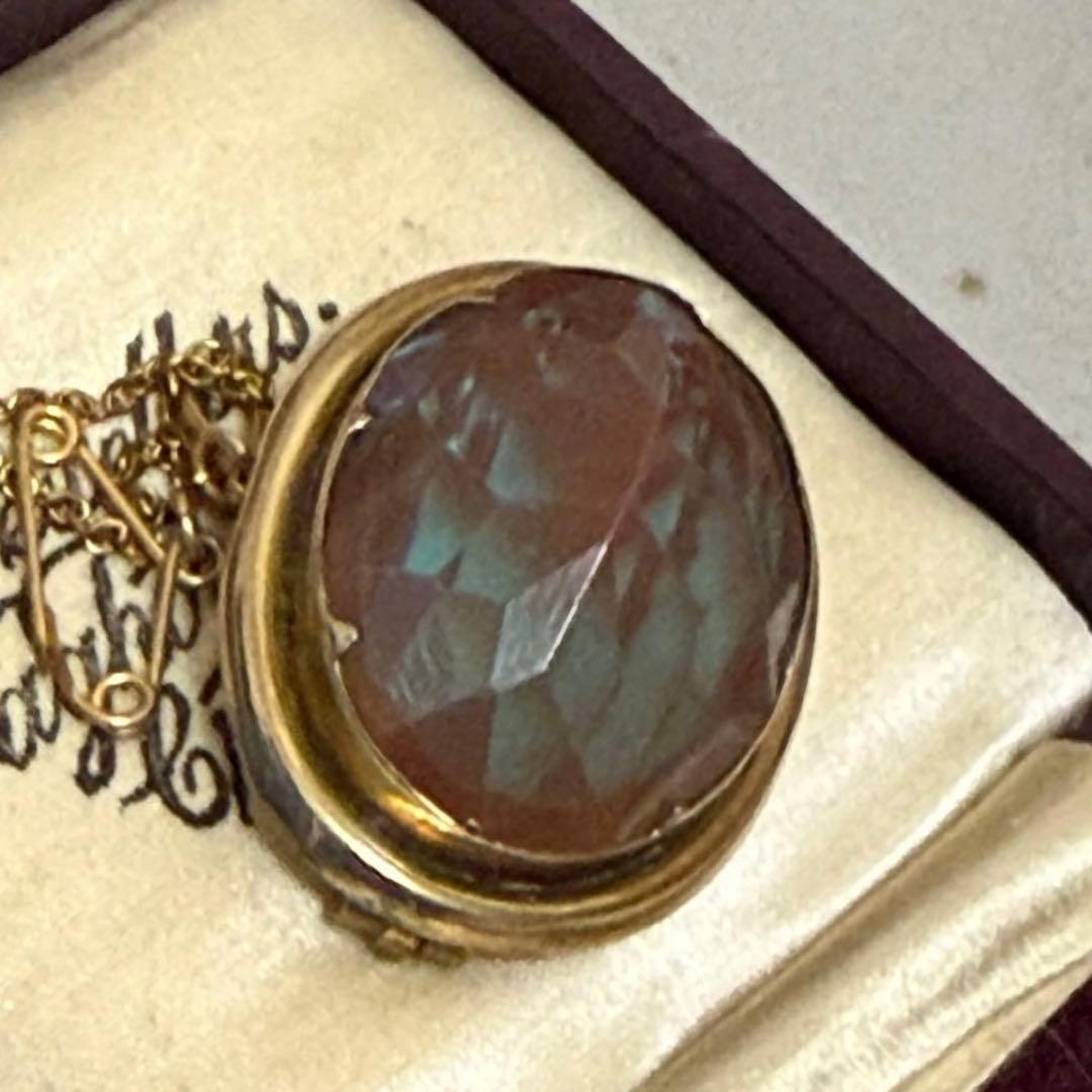 アンティーク　サフィレット　特大オーバル　ブローチ　ペンダントトップ　2ウェイ