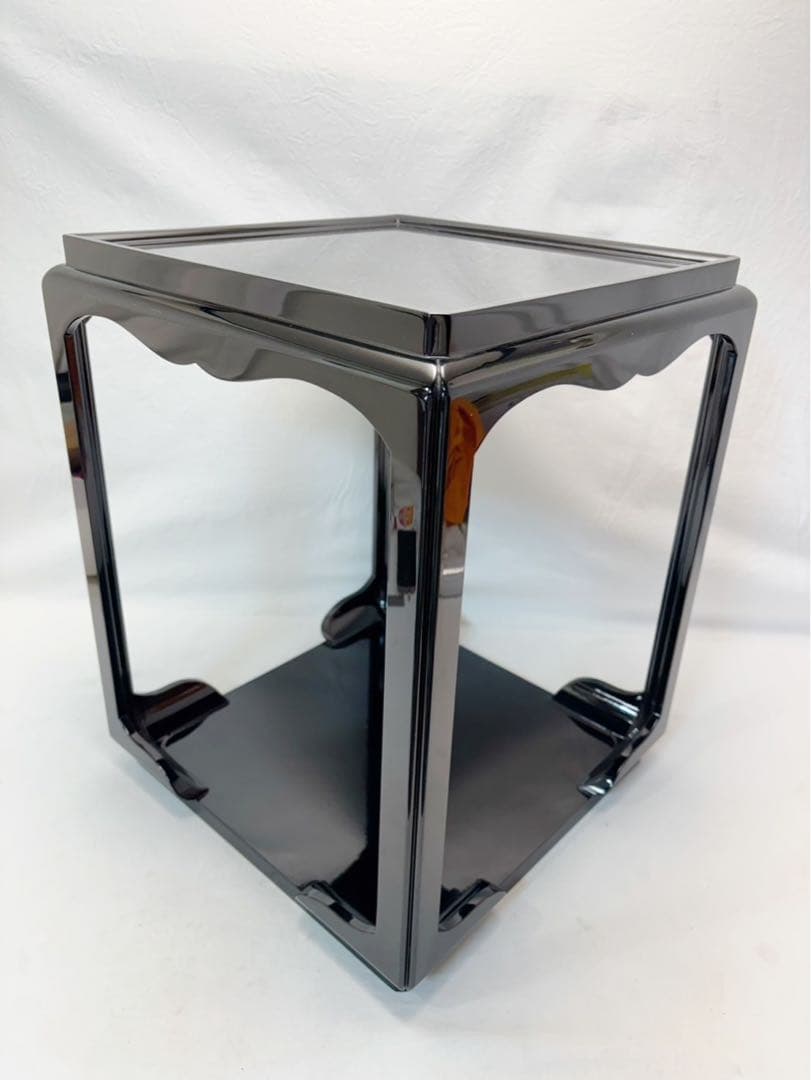 美品 茶道具 木製黒真塗 高麗卓 煎茶道具 茶棚 棚 置棚 水指棚 共箱