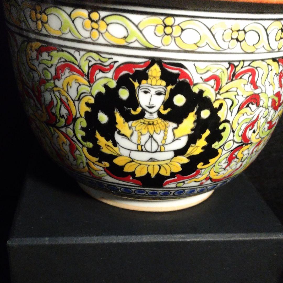 五彩　色絵　 蓋物　仏教紋 古陶　仏教美術