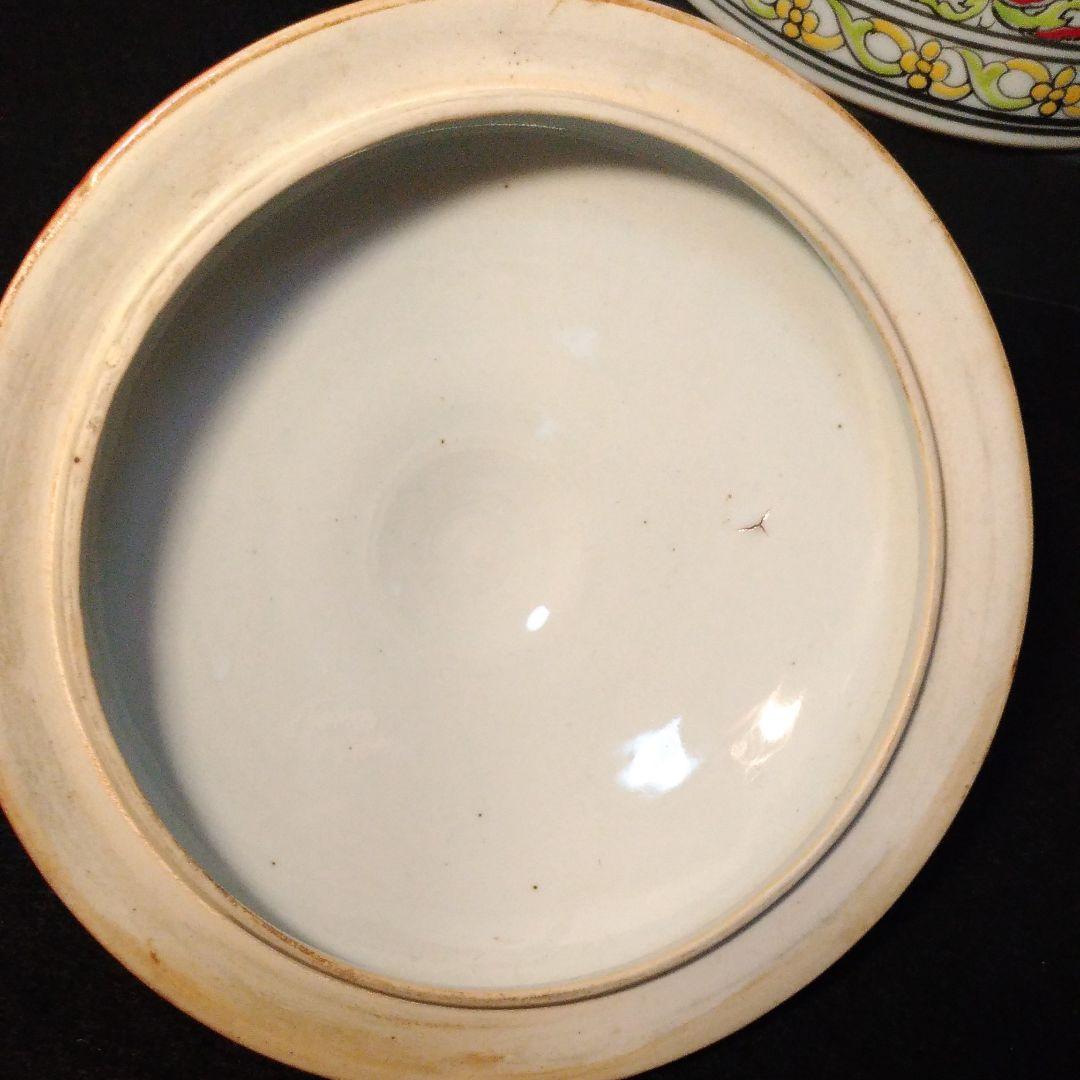 五彩　色絵　 蓋物　仏教紋 古陶　仏教美術