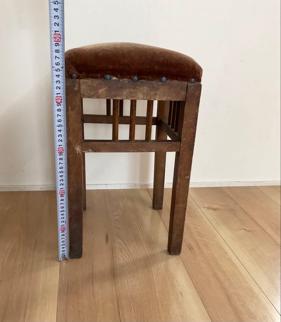 ヴィンテージ　アンティークスツール　透かし三本梯子　椅子　古道具