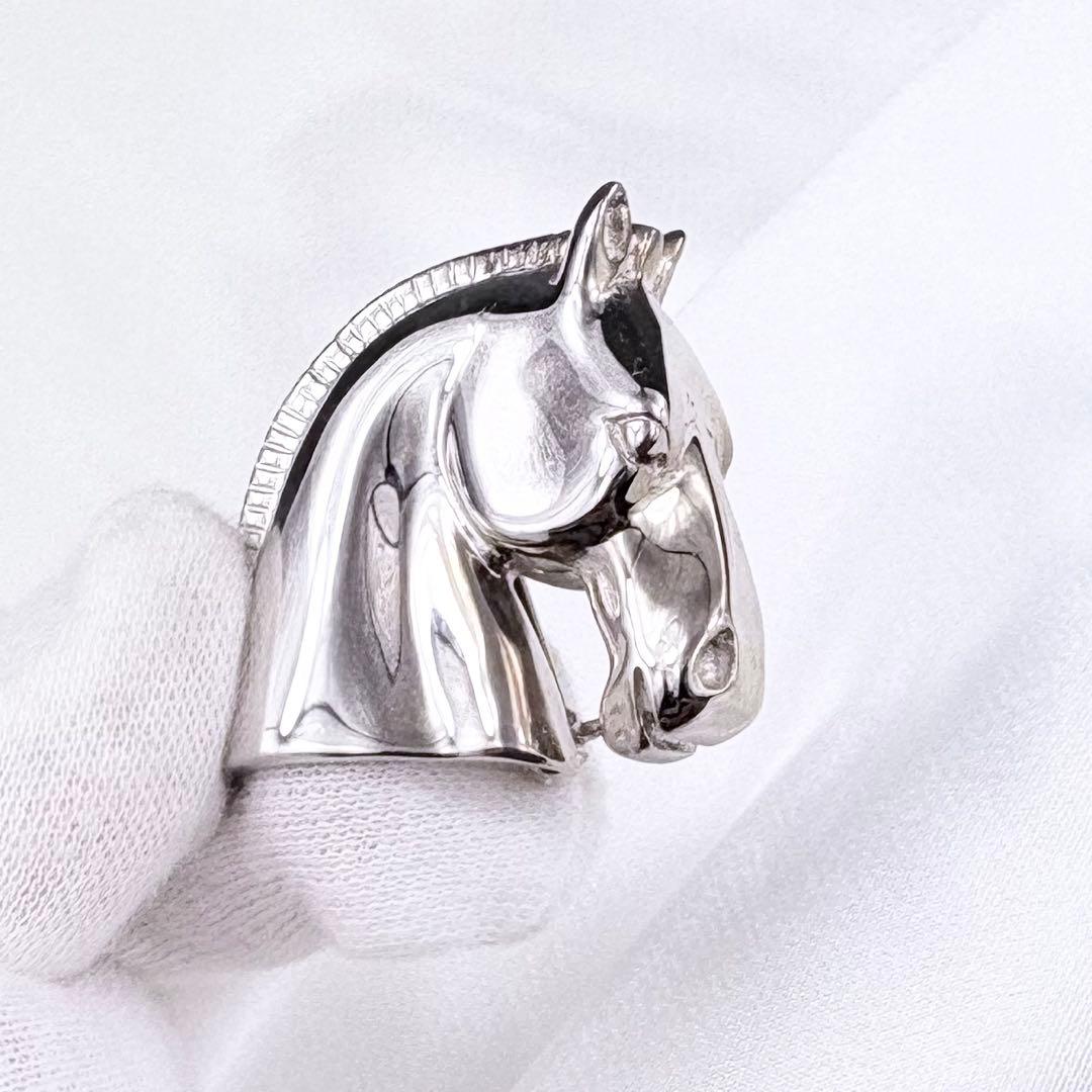 美品✨エルメス ブローチ ホースヘッド シュバル シルバー
