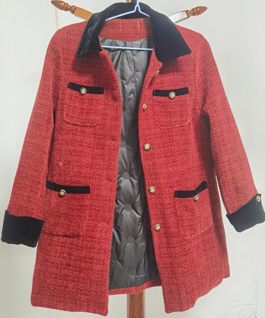 赤いツイード チェスターコート