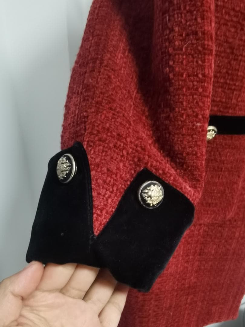 赤いツイード チェスターコート