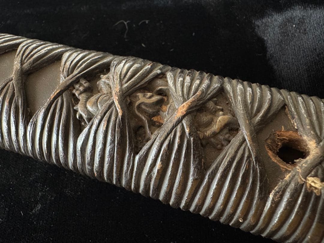 柄前 龍図 柄巻 日本刀 刀装具 骨董 古美術 江戸時代 時代物