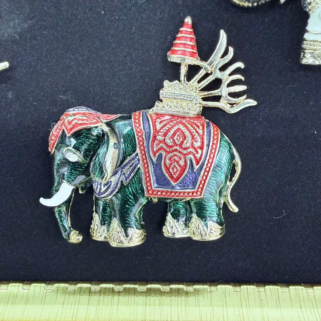 インド 象の装飾セット 額縁入り オブジェ 5体セット