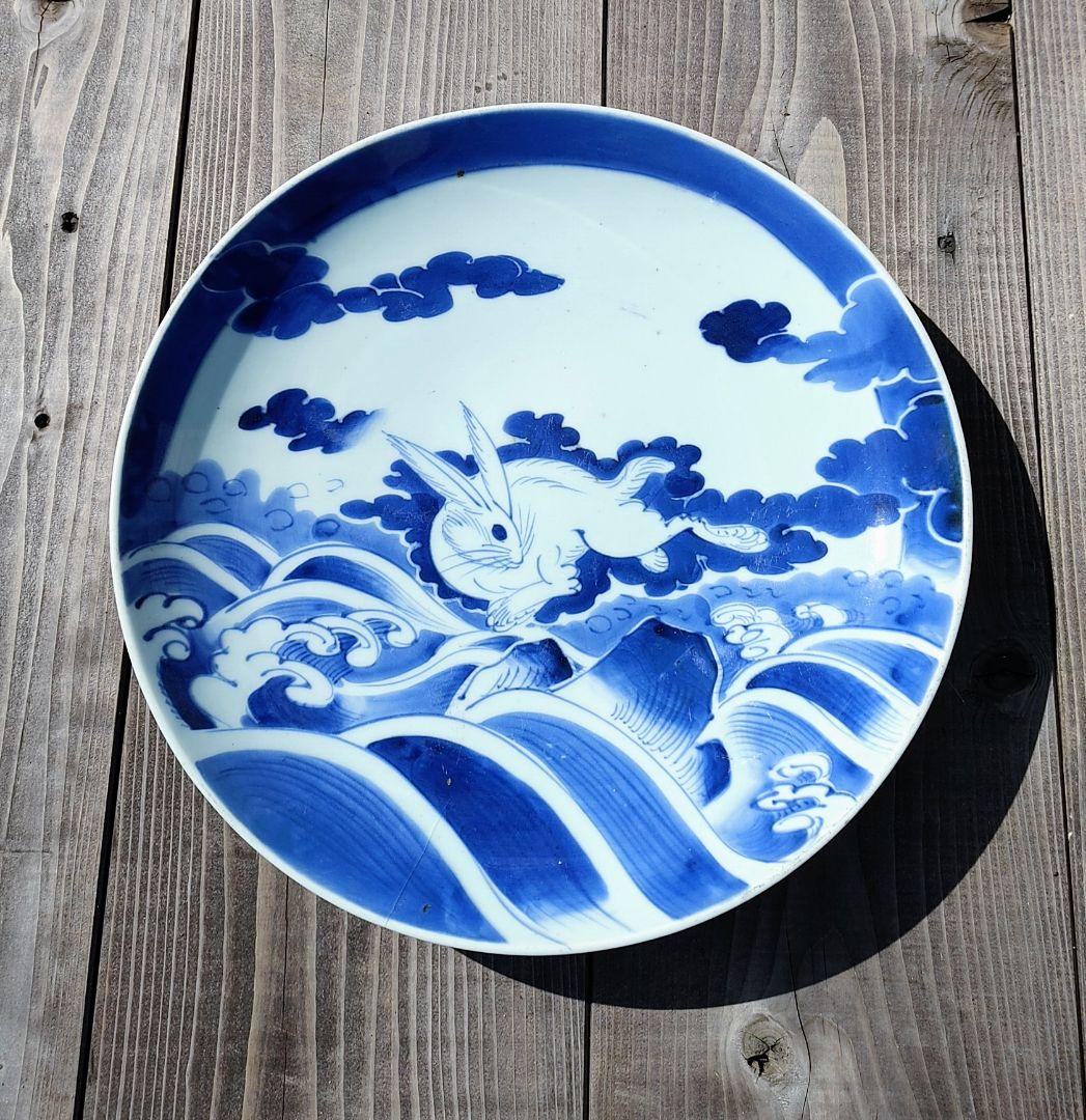 古伊万里うさぎ図大皿