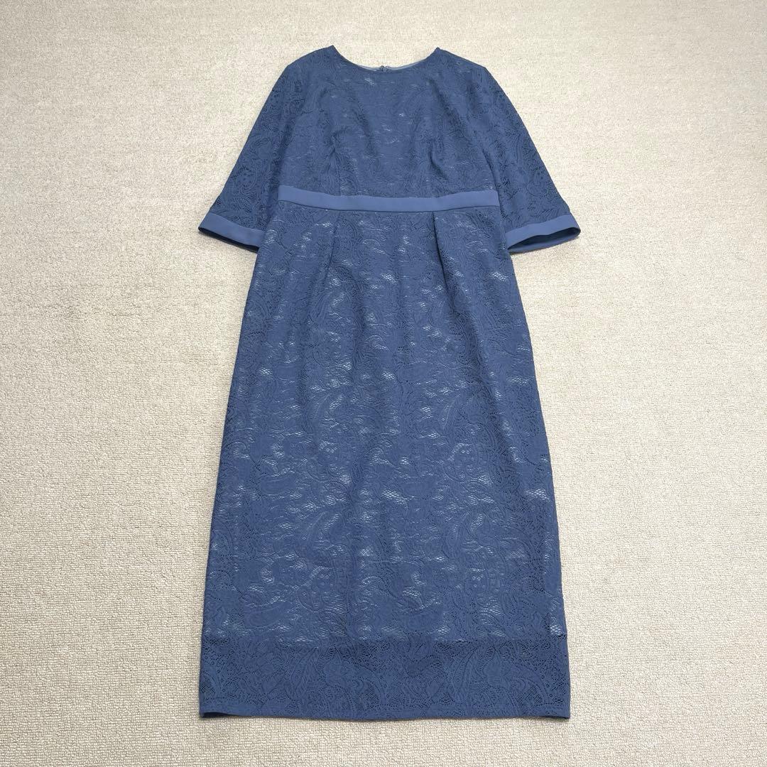 【大きいサイズ】エメ　ペイズリー柄レース袖付きタイトパーティードレス　XL