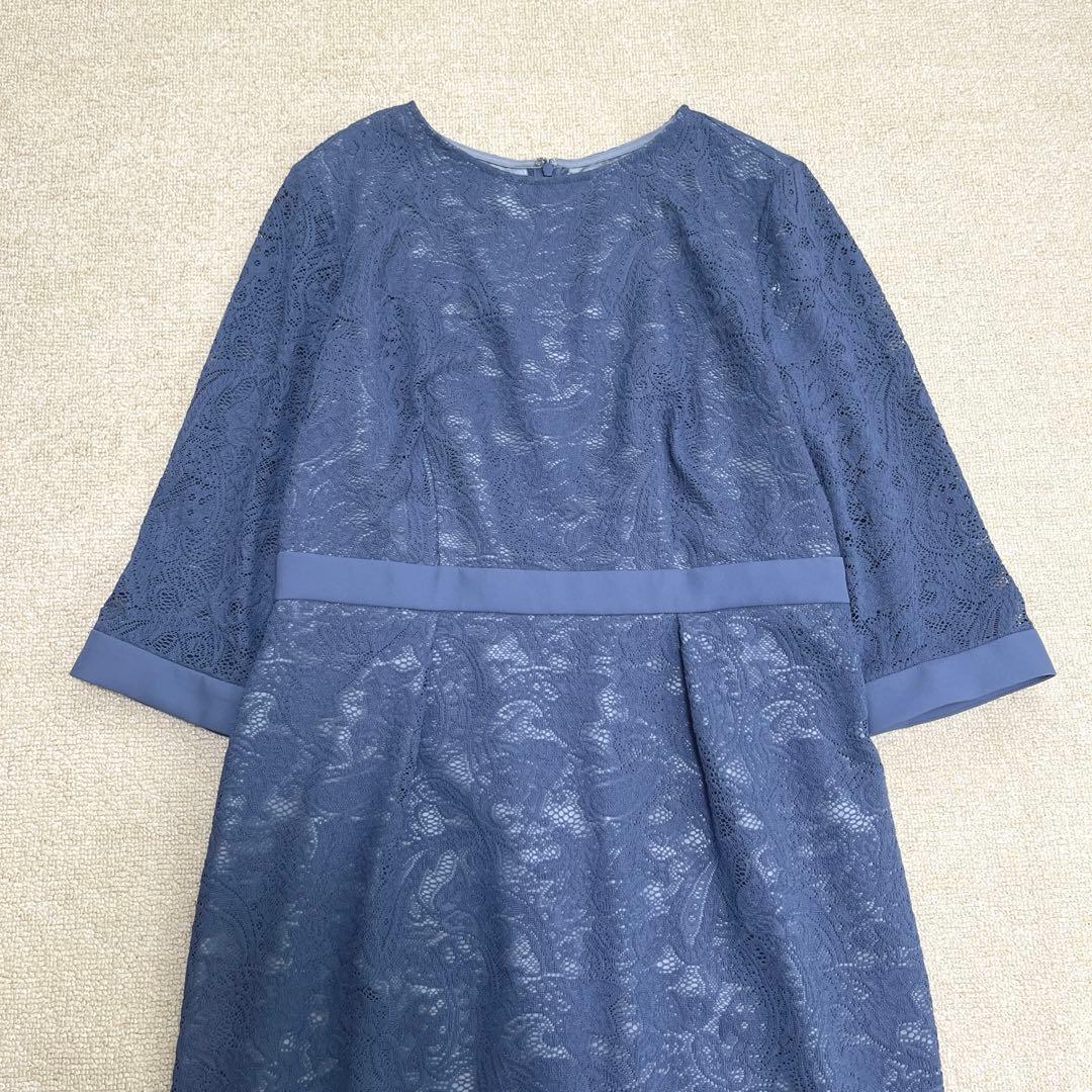 【大きいサイズ】エメ　ペイズリー柄レース袖付きタイトパーティードレス　XL