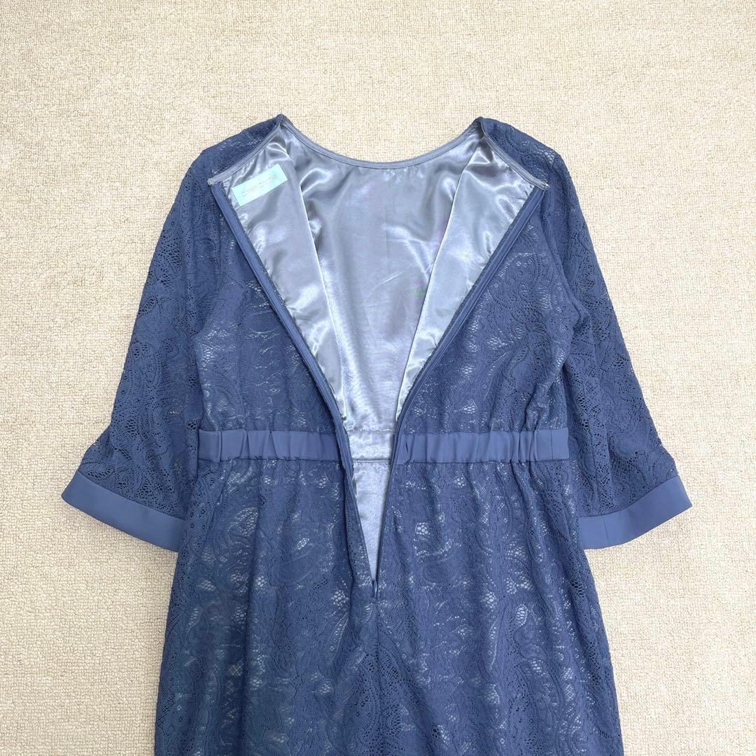 【大きいサイズ】エメ　ペイズリー柄レース袖付きタイトパーティードレス　XL