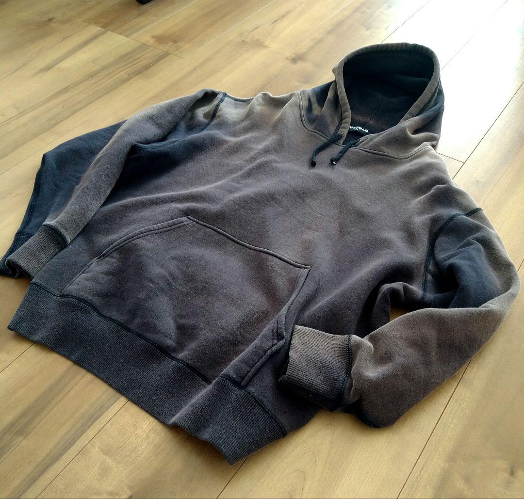 オールドユニクロ紺タグ 鬼フェード スエットパーカー ナス紺 ヴィンテージ