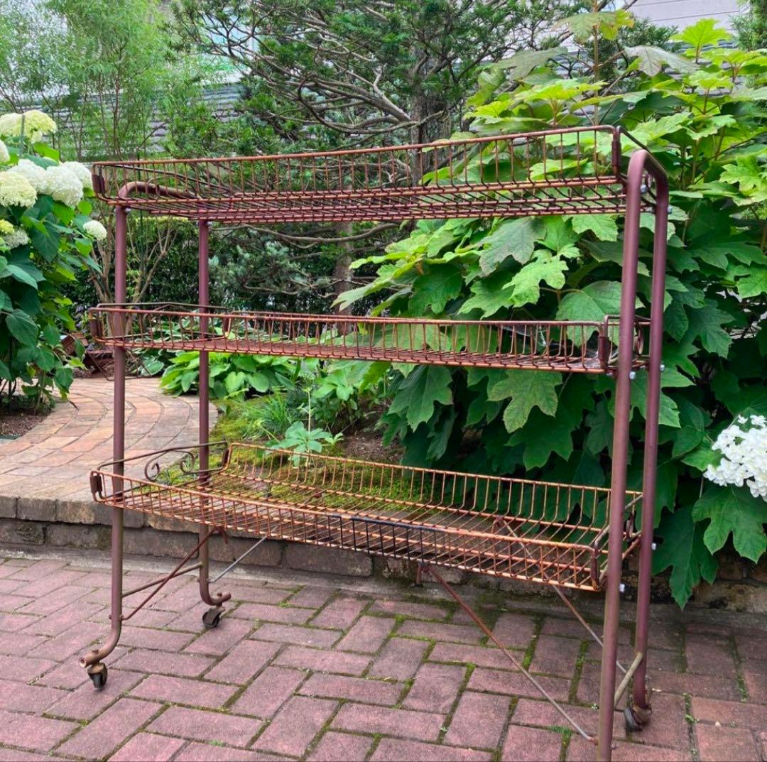 引取り歓迎　ワイヤーラック　古家具　ビンテージ　棚　什器　シャビー