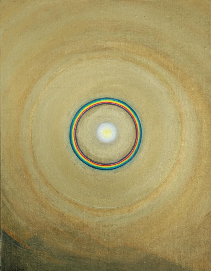 油絵 菅家令子 絵画インテリア額付(青緑+金色の枠)F6-G282023希望祈り