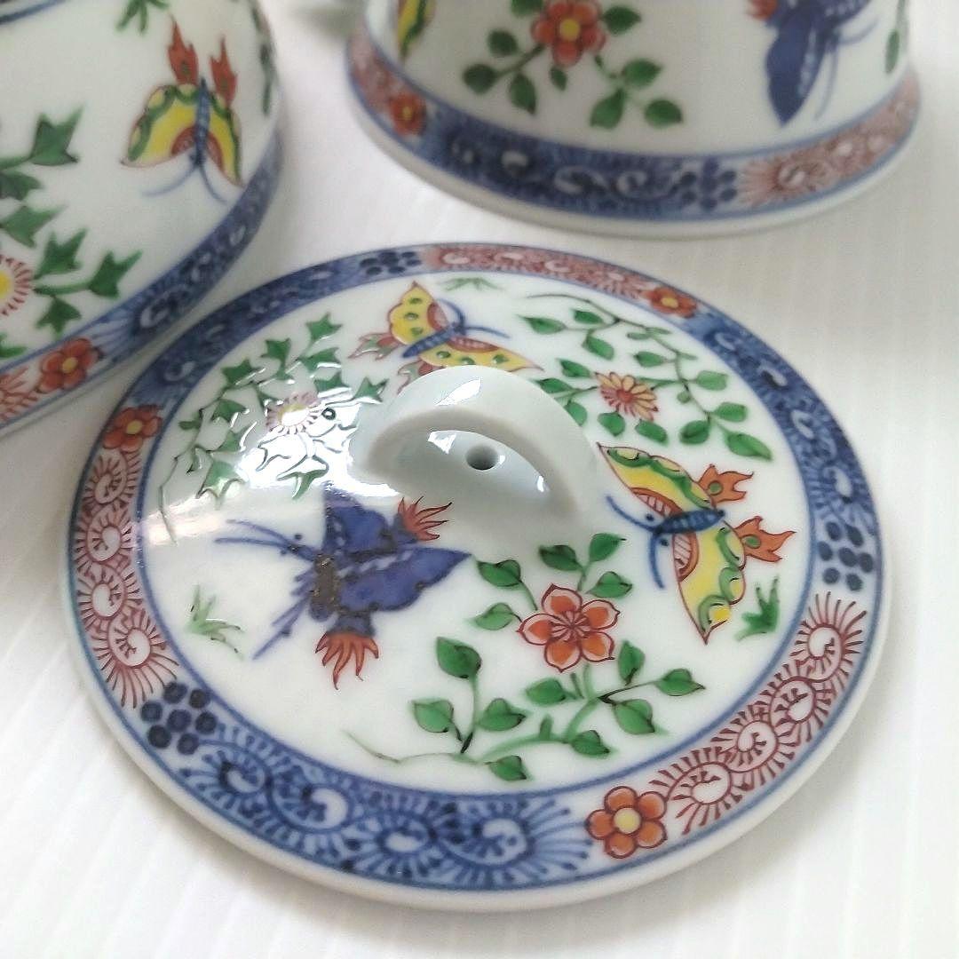 京焼 平安 四代 三浦竹泉 竹泉 色絵花蝶文 煎茶器 宝瓶 茶器 茶道具 極美品