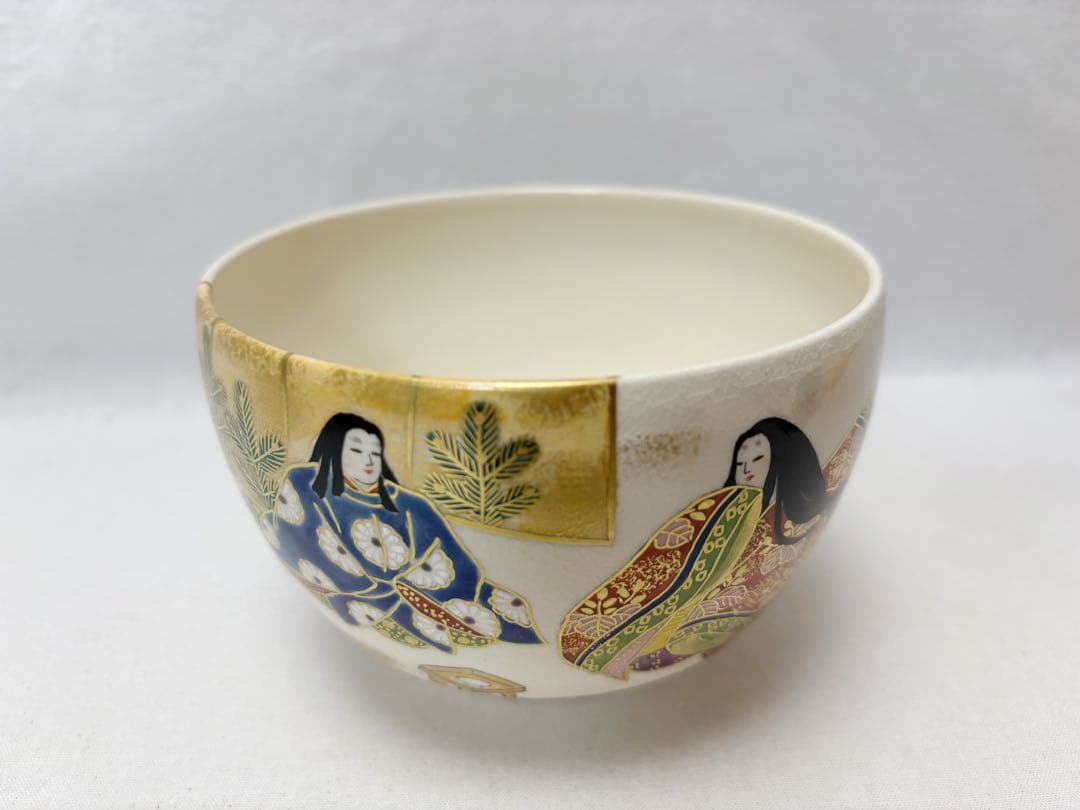 未使用 茶道具 清光作 源氏絵一帖 源氏物語 茶碗 陶印 玄山窯 共箱