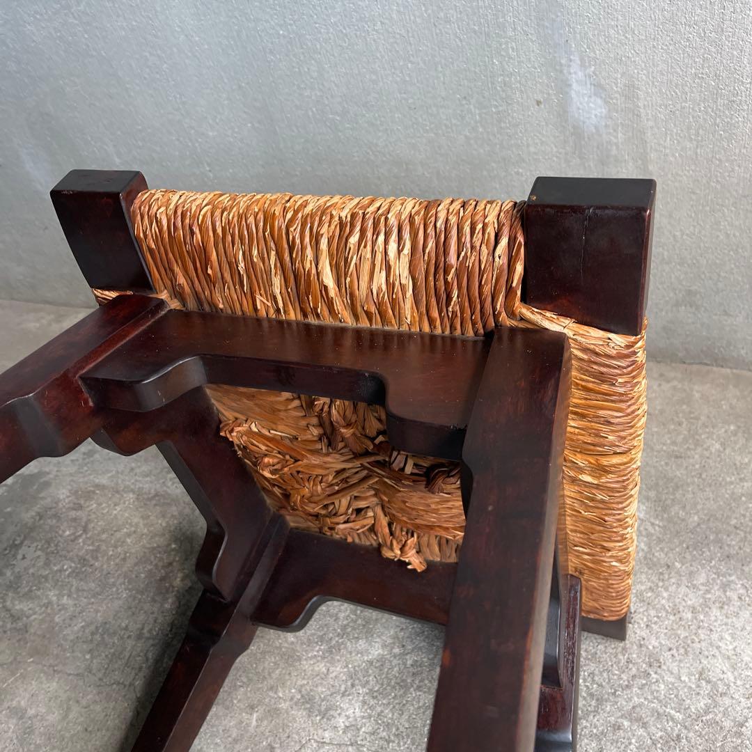 松本民芸家具 柳宗悦デザイン ビンテージ ラッシスツール ミズメ桜無垢材 太蘭草