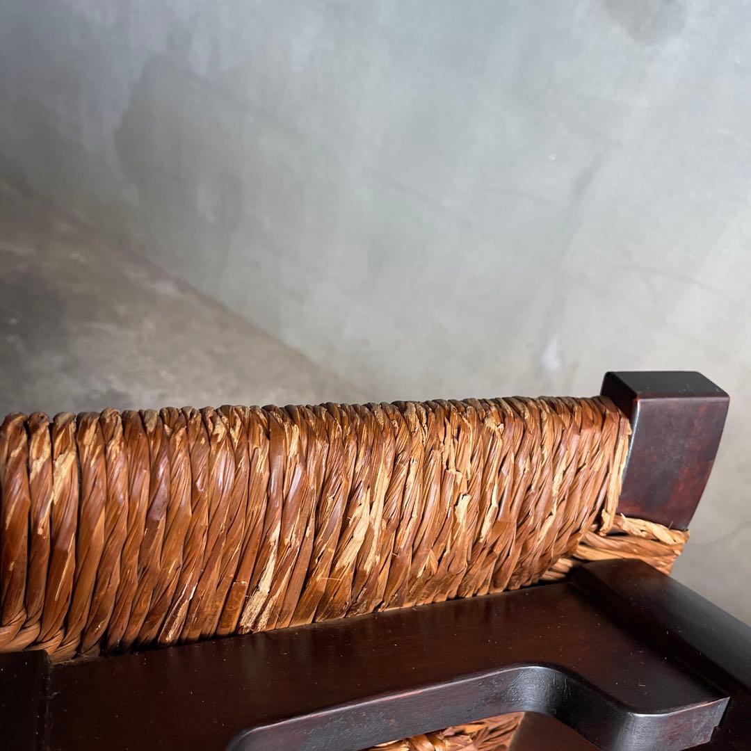 松本民芸家具 柳宗悦デザイン ビンテージ ラッシスツール ミズメ桜無垢材 太蘭草