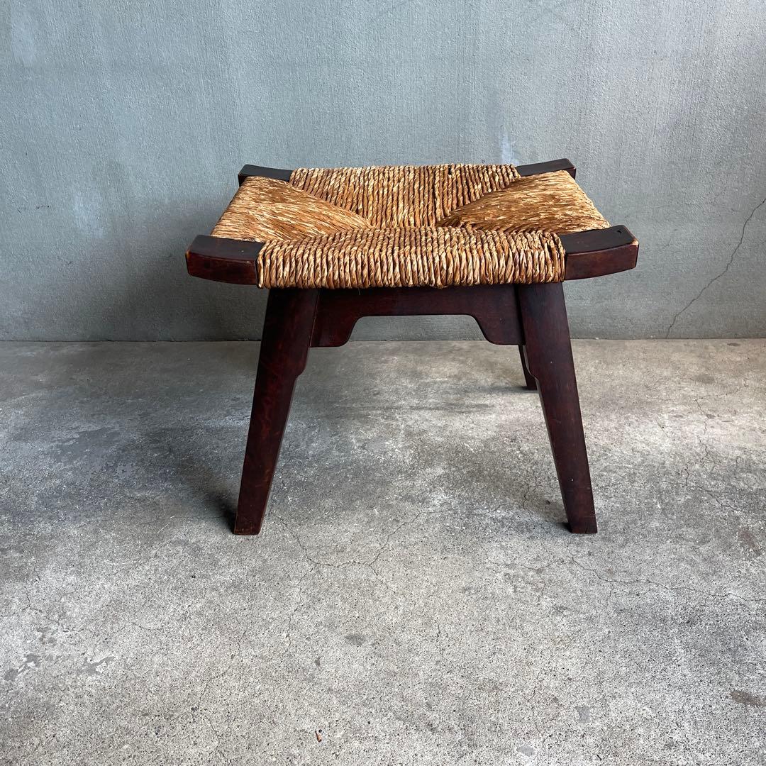 松本民芸家具 柳宗悦デザイン ビンテージ ラッシスツール ミズメ桜無垢材 太蘭草