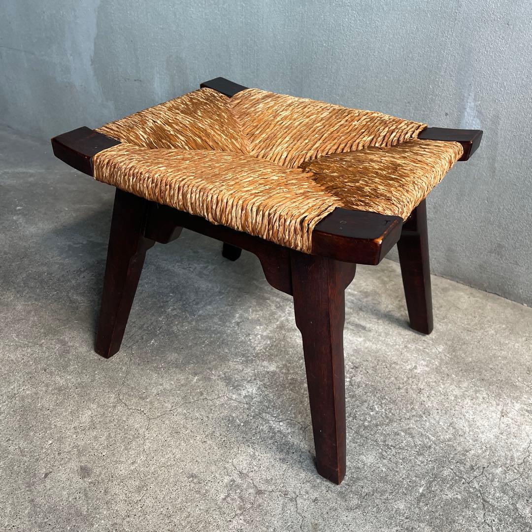 松本民芸家具 柳宗悦デザイン ビンテージ ラッシスツール ミズメ桜無垢材 太蘭草