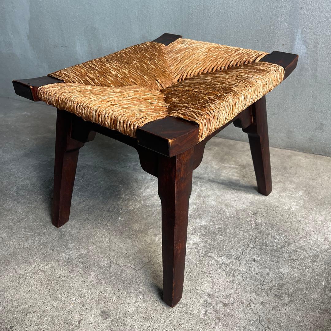 松本民芸家具 柳宗悦デザイン ビンテージ ラッシスツール ミズメ桜無垢材 太蘭草