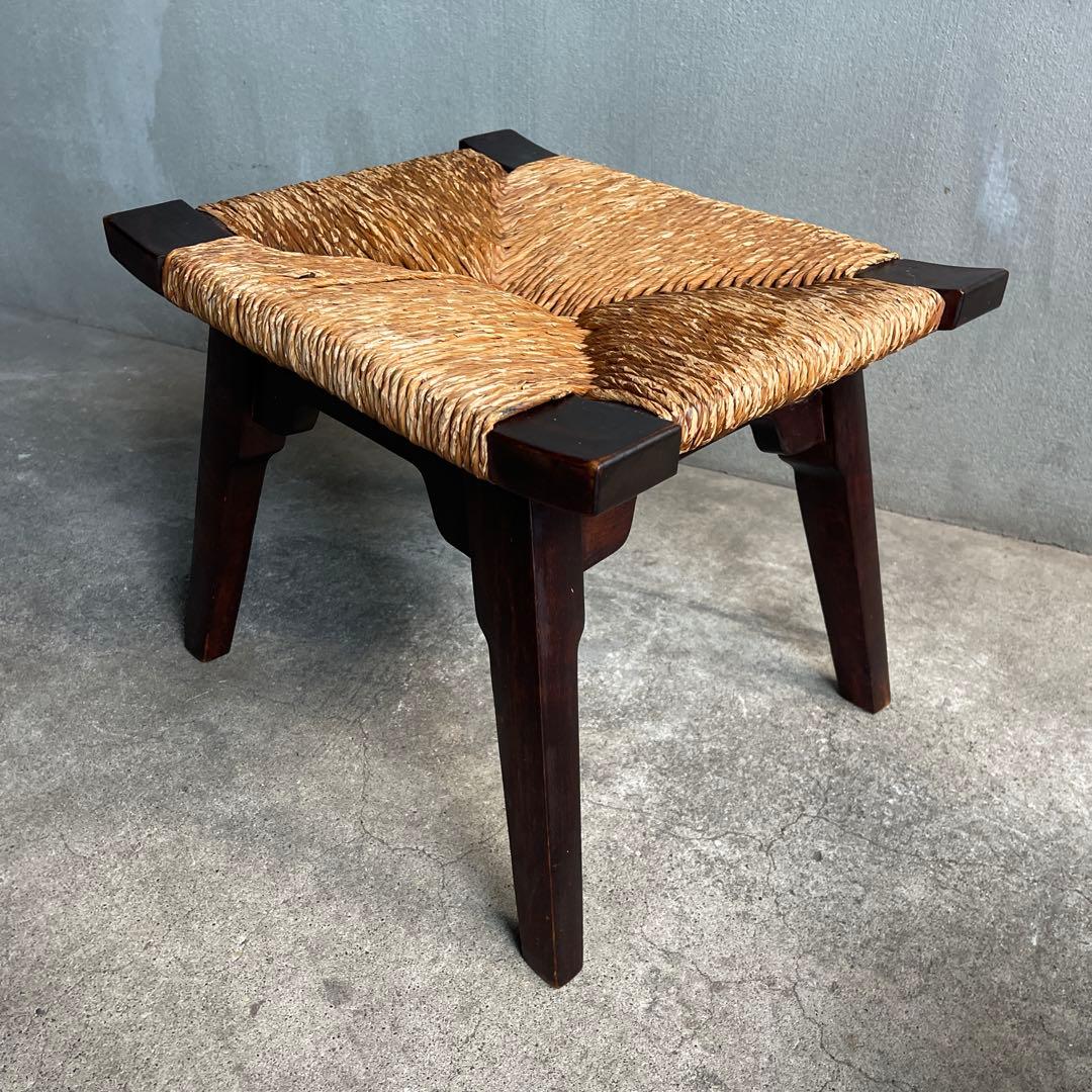 松本民芸家具 柳宗悦デザイン ビンテージ ラッシスツール ミズメ桜無垢材 太蘭草