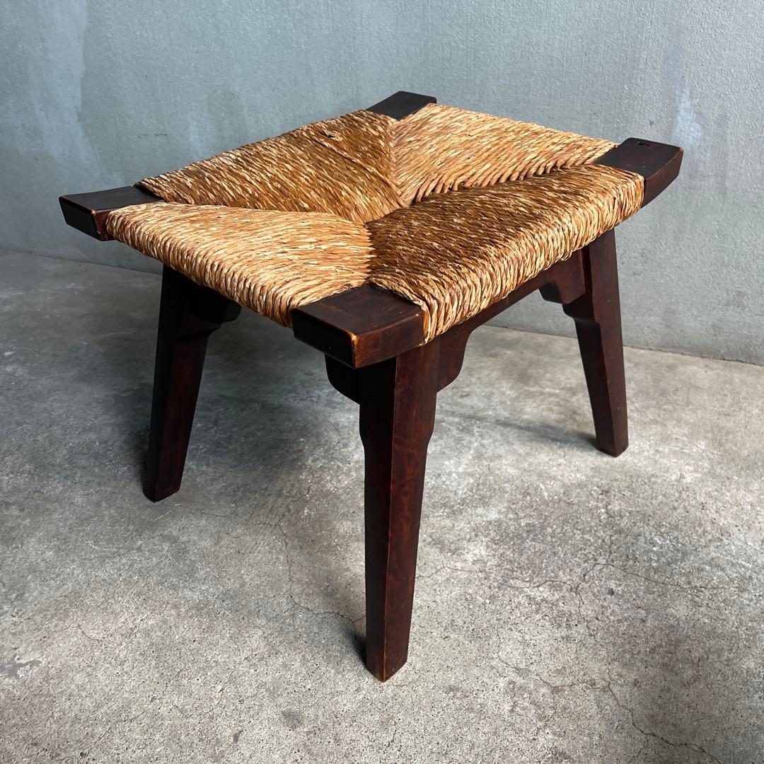 松本民芸家具 柳宗悦デザイン ビンテージ ラッシスツール ミズメ桜無垢材 太蘭草