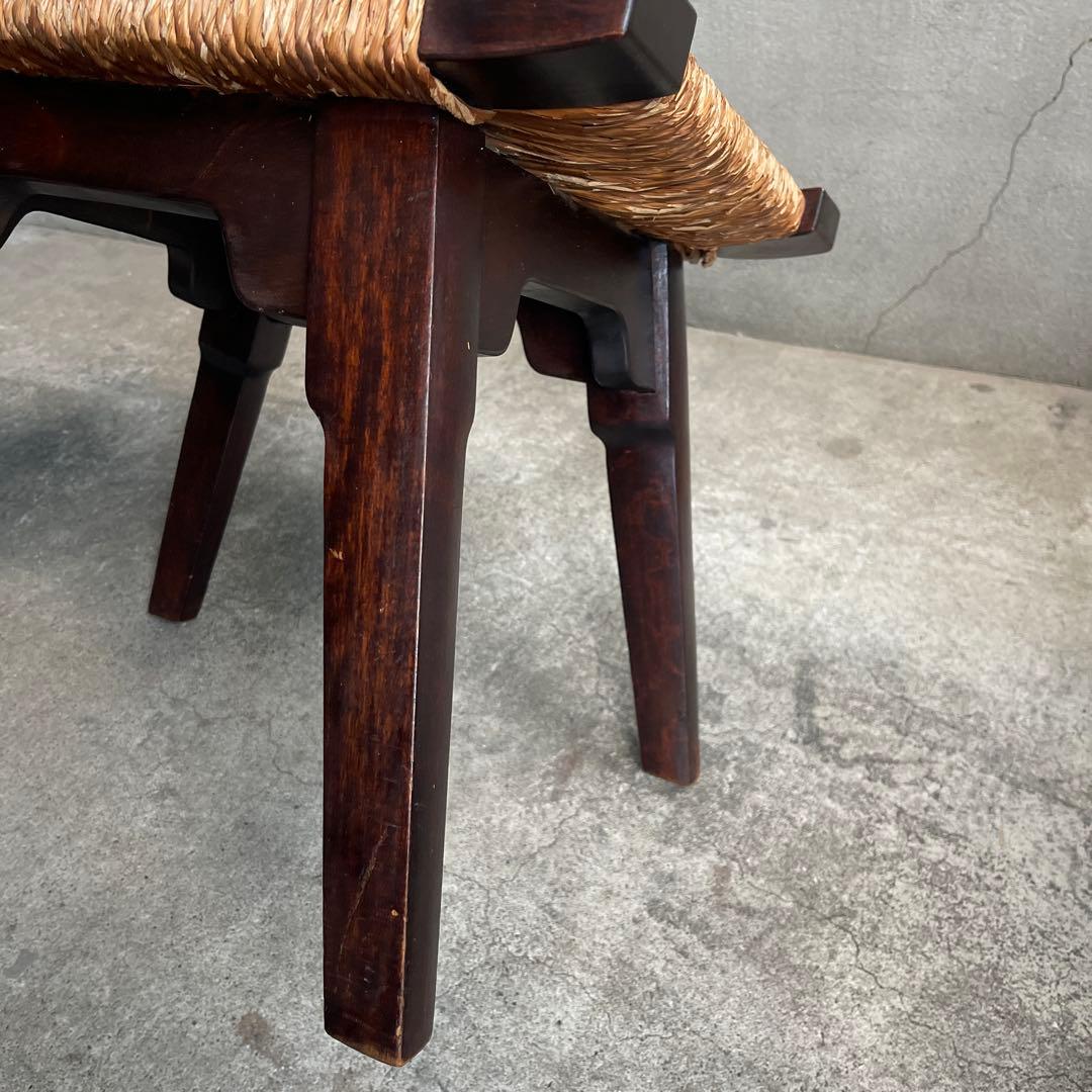 松本民芸家具 柳宗悦デザイン ビンテージ ラッシスツール ミズメ桜無垢材 太蘭草