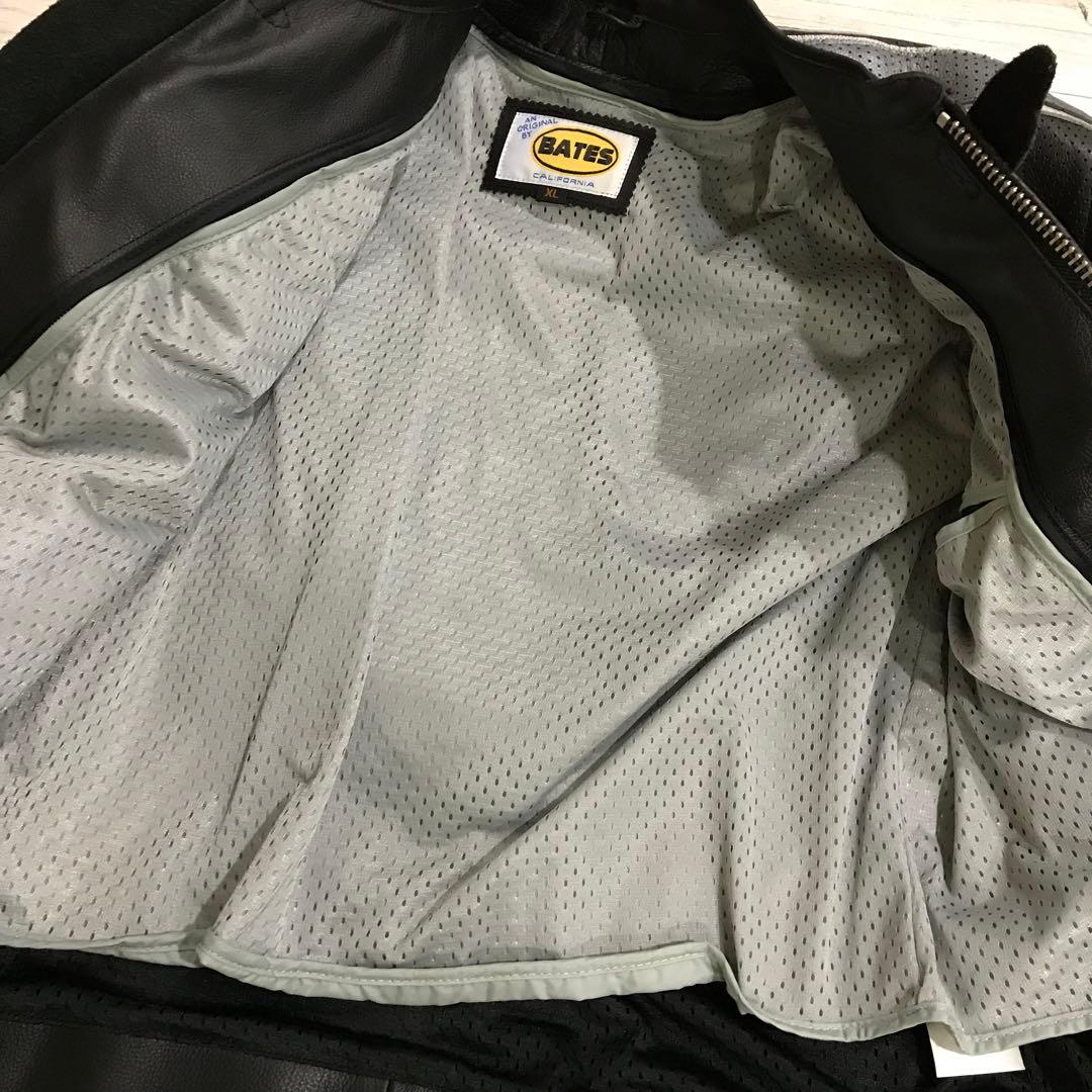 ＢＡＴＥＳ パンチングレザージャケット プロテクター ライダース 黒 ＸＬ