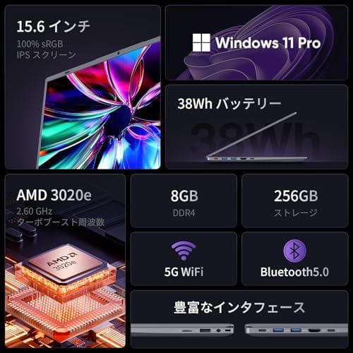 UOWAMOUノートパソコン Office 2024搭載 15.6インチ AMm