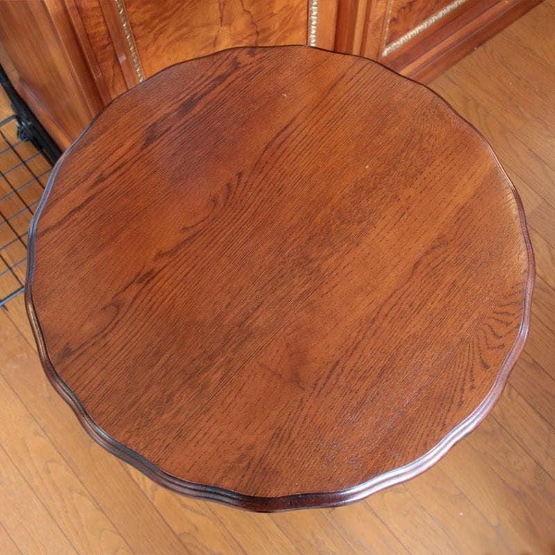 丸型サイドテーブル Φ52cm 木製 花台 ツイストレッグ 627-021