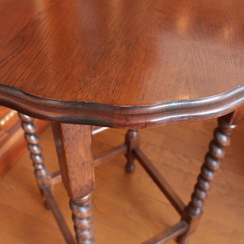 丸型サイドテーブル Φ52cm 木製 花台 ツイストレッグ 627-021