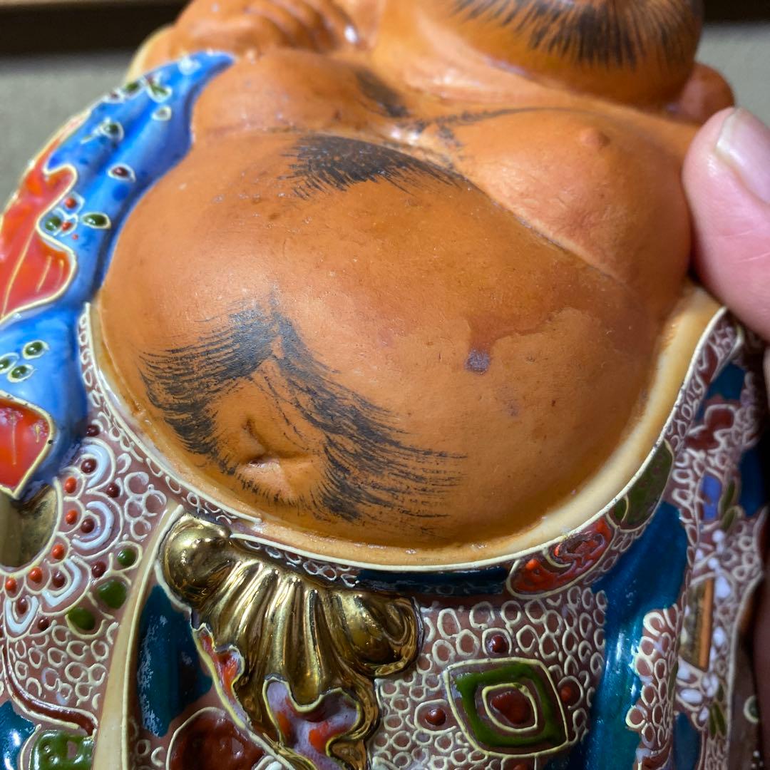 九谷焼　色絵金彩布袋置物