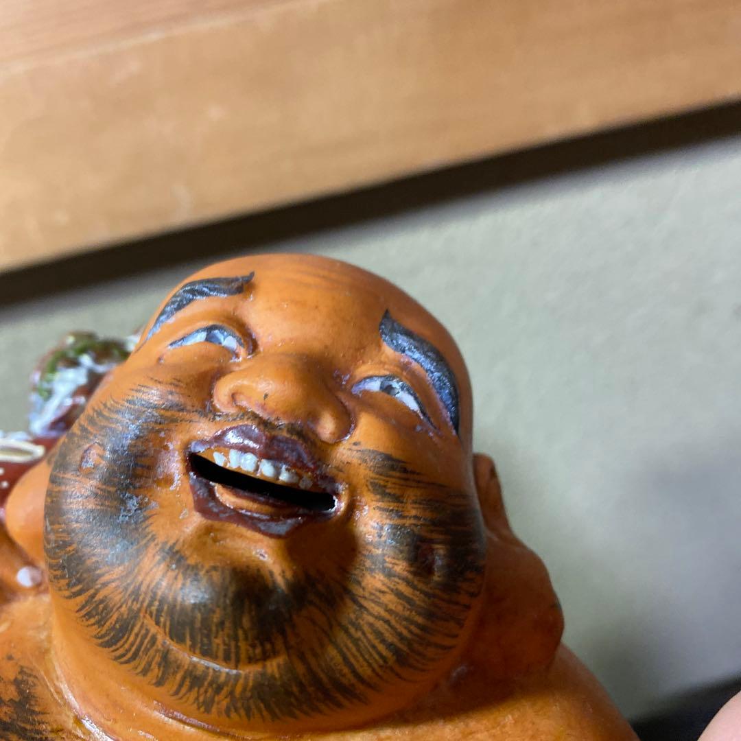 九谷焼　色絵金彩布袋置物