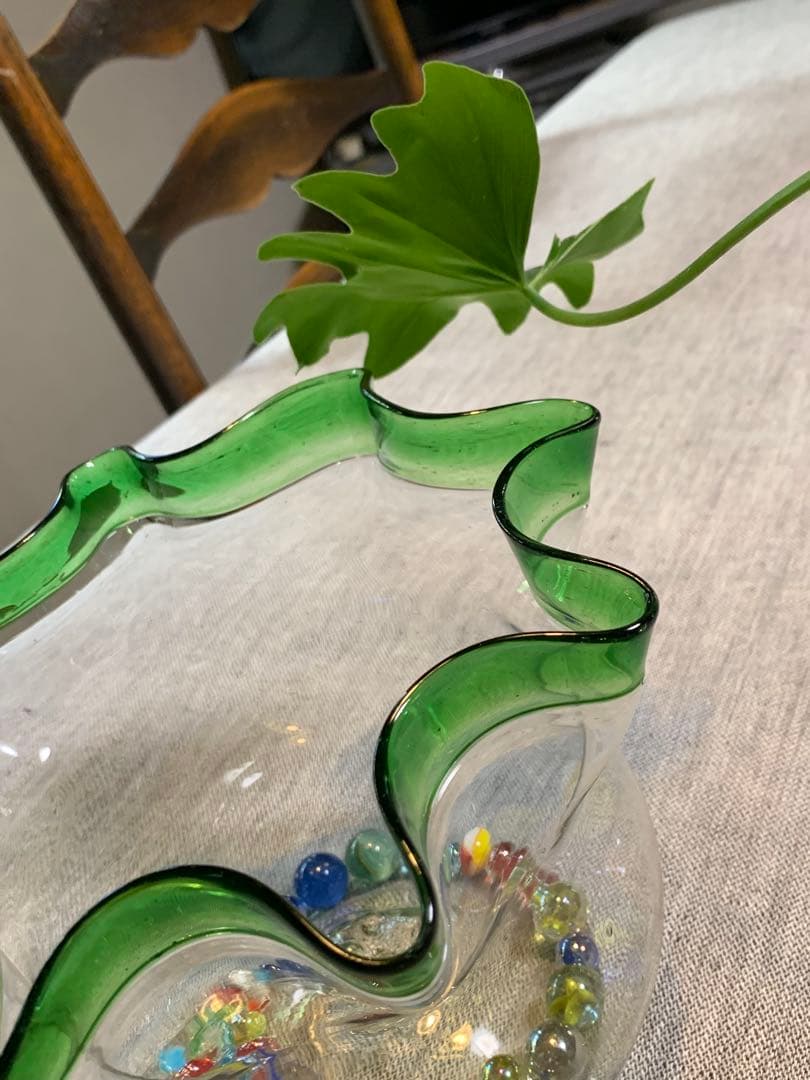 大正　レトロ　金魚鉢　美品　吹きガラス