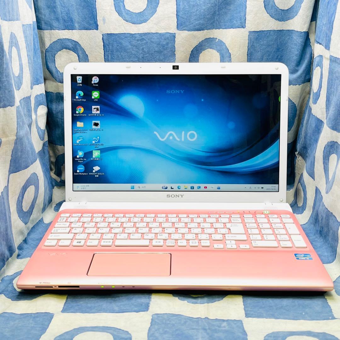 人気VAIO✨SSDで快適☆i5☆可愛いピンク♡ブルーレイ&カメラ付！Win11