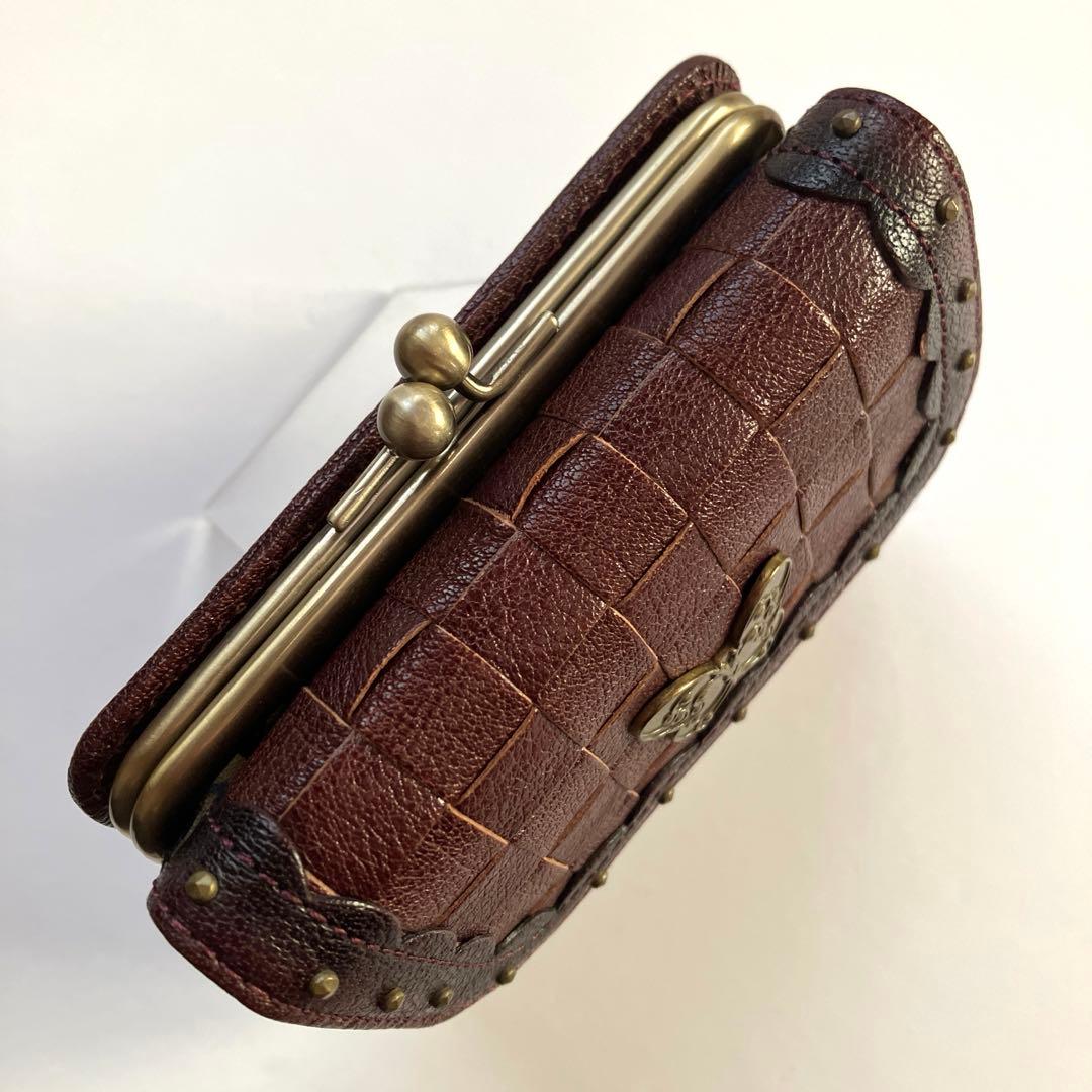 【極美品】 アナスイ ANNA SUI 牛革 折り畳み 財布 パスケース 口金