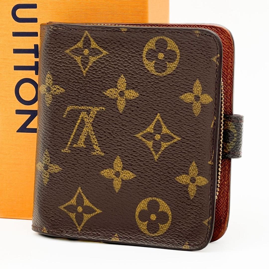 【美品】ヴィトン モノグラム コンパクトジップ 二つ折り 財布 M61667