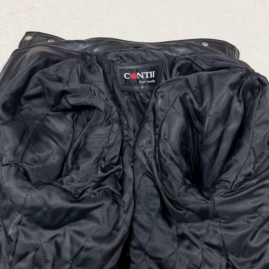美品 CONTII ライダースジャケット シングル 本革 キルティング ブラック