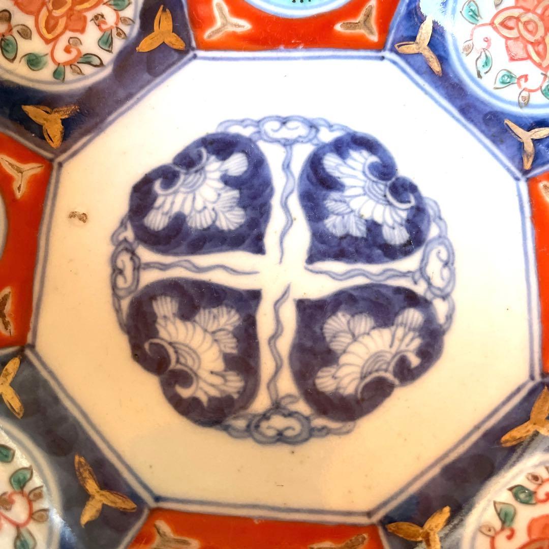 富貴長春　染付　金彩　金襴手　八角鉢