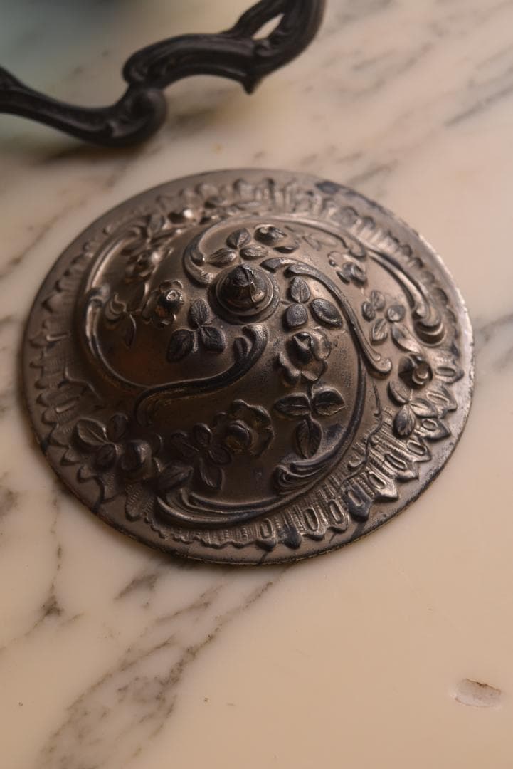 訳有　フランスアンティーク 青いガラスのボンボ二エール・ビスケットジャー