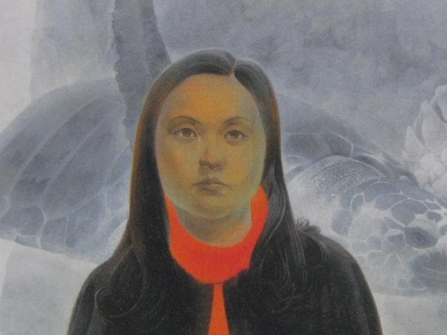 藤井康夫、【娘の休日（水族館）】、希少な額装用画集より