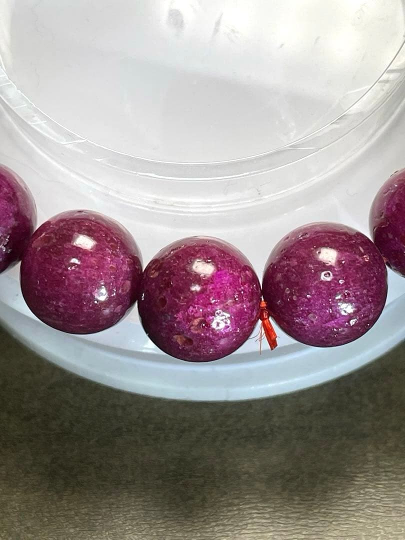 天然石ルビーブレス約12.4㎜大玉（新品）高品質「宝石の女王」一点限濃いピンク