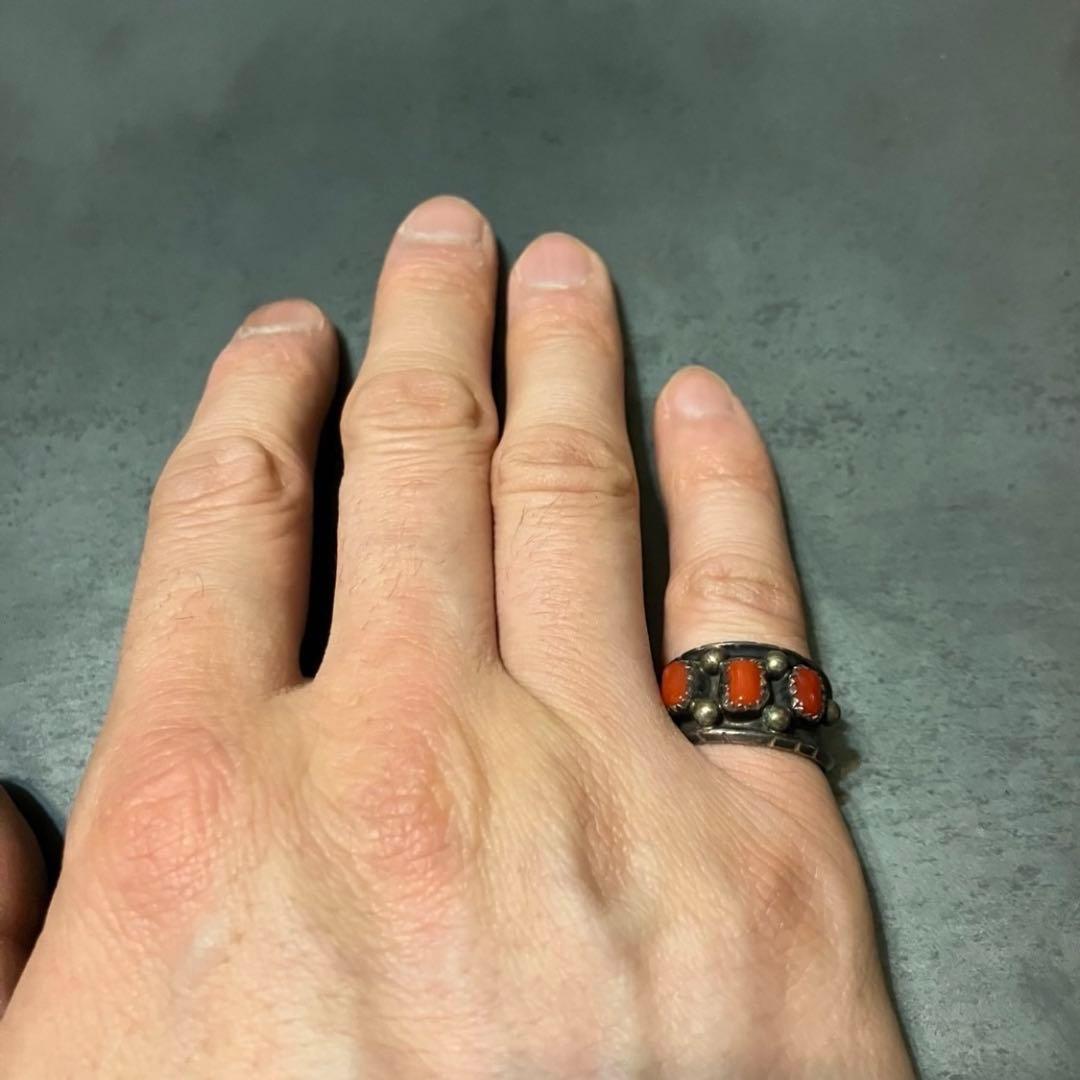 SILVER925 RED STONE DESIGN RING/シルバー/リング