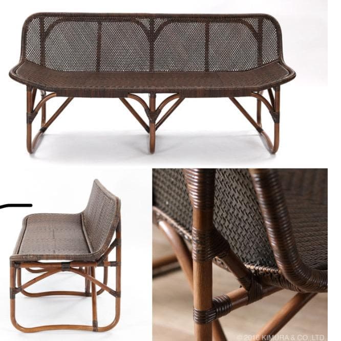 美品ラタン手編みカウチソファ