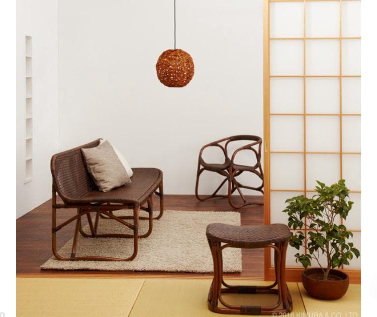 美品ラタン手編みカウチソファ