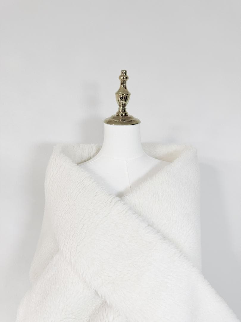 未使用級★Max Mara/マックスマーラ テディマフラー ストール ホワイト