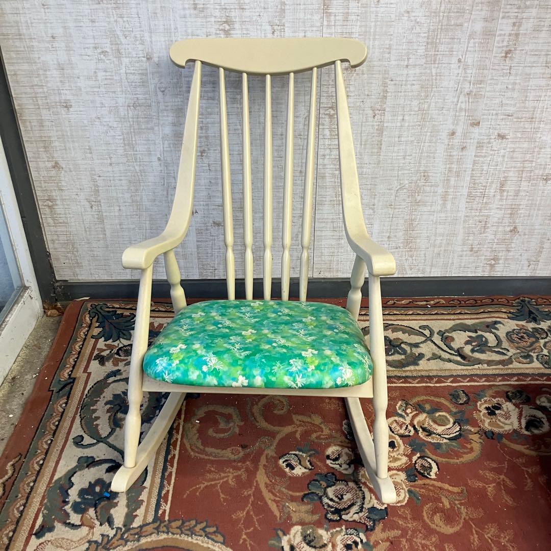 昭和レトロ 鳥取家具 花柄 木製 ロッキングチェア アームチェア ベントウッド