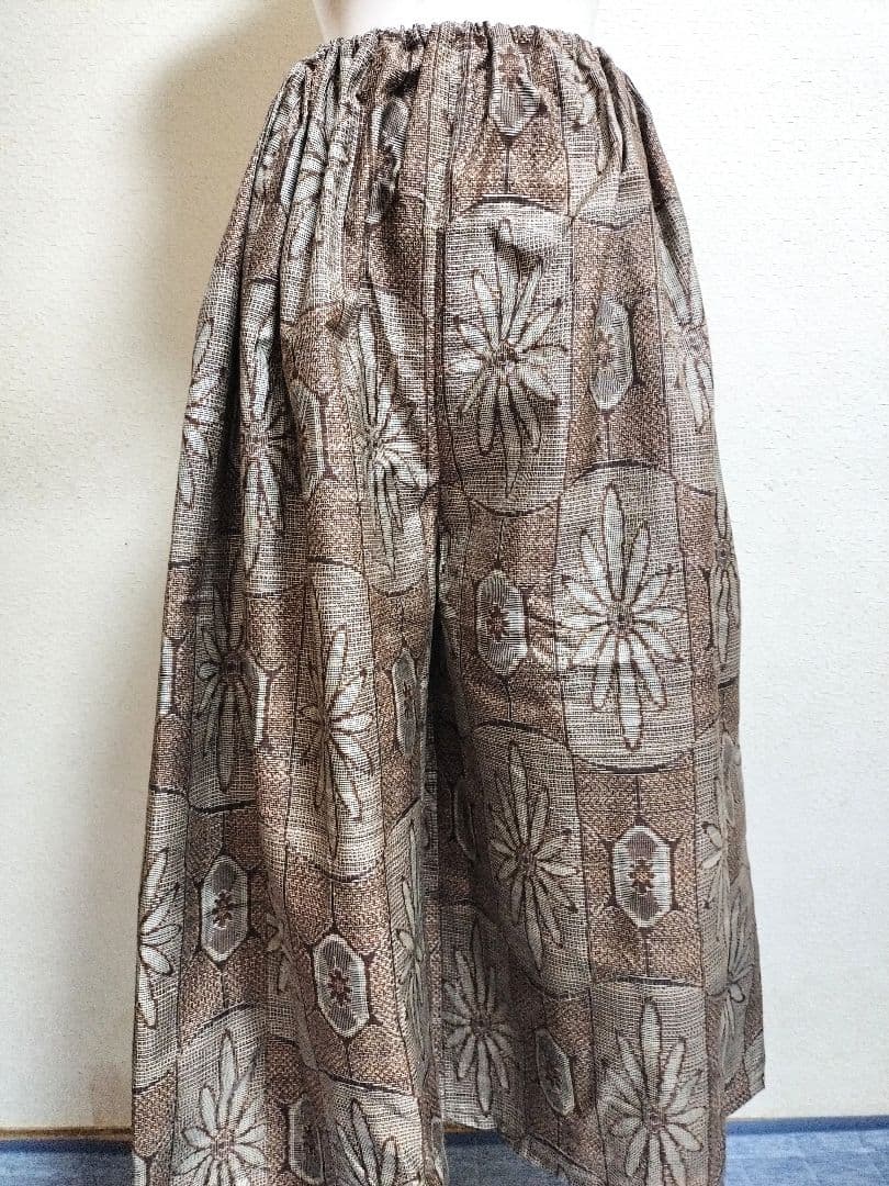 1713+1712　はっぴ☆大島紬ガウチョパンツ　アンティーク