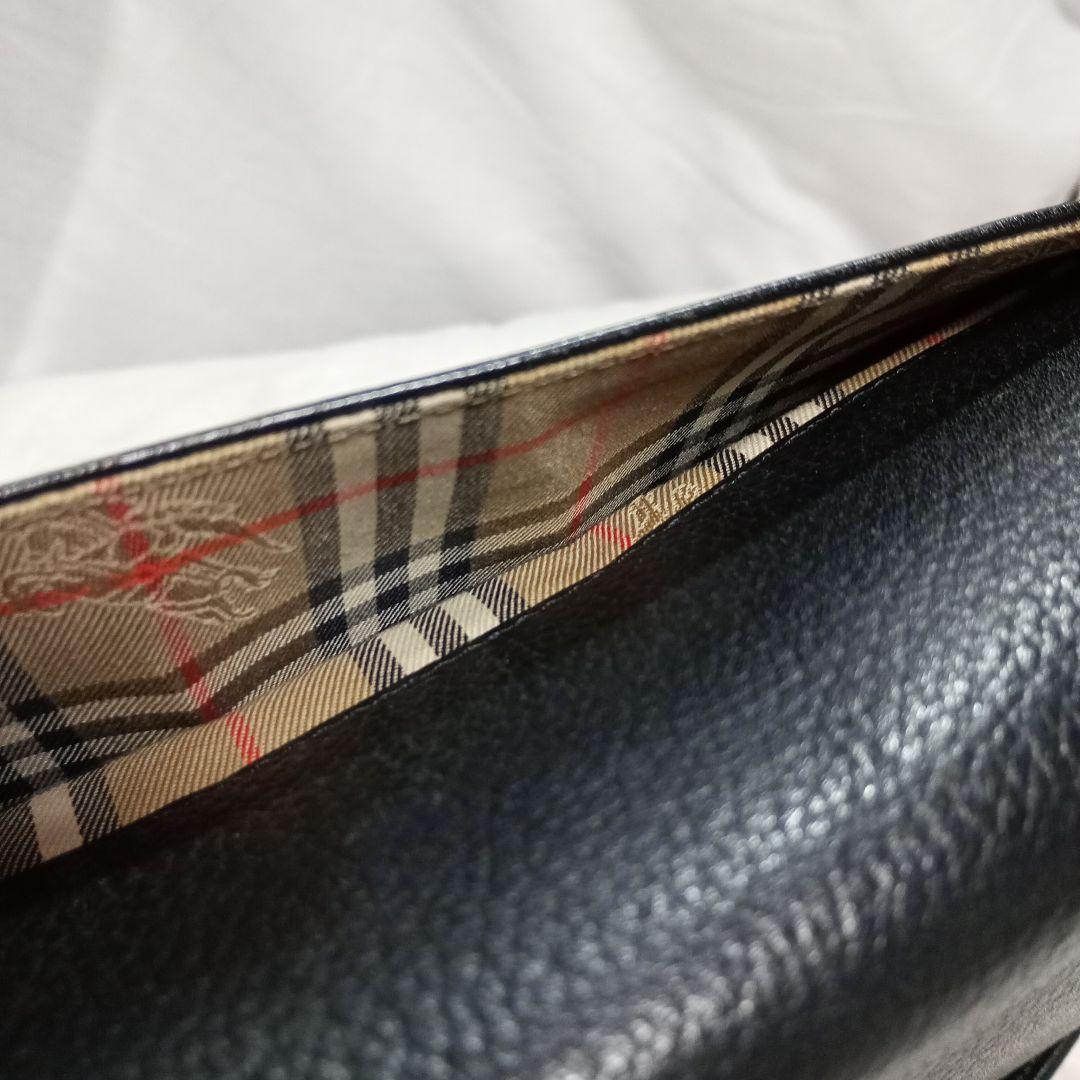 ★BURBERRY★バーバリー レザー ショルダーバッグ 黒 　ノバチェック
